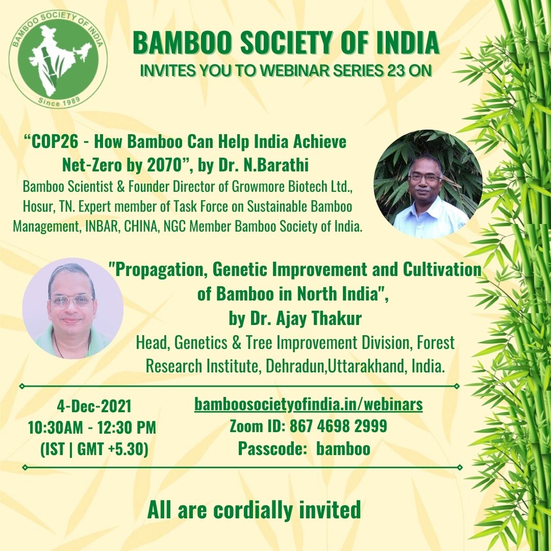 COP26 - How Bamboo Can Help India Achieve Net-Zero by 2070, Propagation, Genetic Improvement and Cultivation of Bamboo in North India